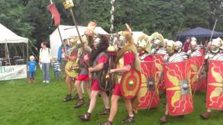 Roman Reenactment at the Amphitheatre in Caerleon Marching In [upl. by Aimek35]