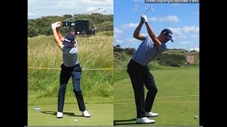 Justin Thomas golf swing  Long Iron faceon amp downtheline July 2017 [upl. by Jariv]