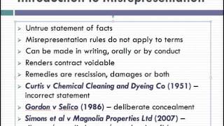 Misrepresentation Lecture 1 of 4 [upl. by Atiuqrahs]